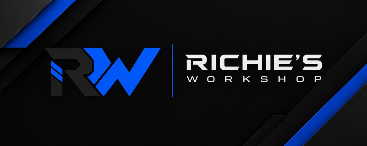 Richie's Workshop — RW logo and blue banner